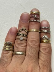 LOT - 14 INELE AUR + Diamante + Safire - Vintage - 25.8g. - DOAR 58e/gr. !