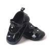 Pantofiori bebelusi, negri, lacuiti, cu floricele (Marime Disponibila: 3-6 luni