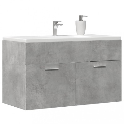 vidaXL Dulap de chiuvetă baie gri beton, 90x38,5x46 cm, lemn prelucrat foto