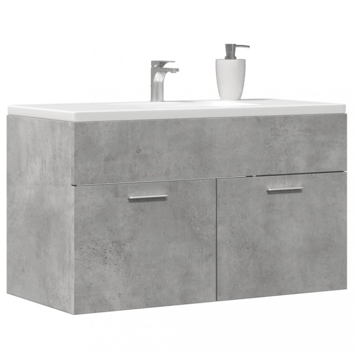 vidaXL Dulap de chiuvetă baie gri beton, 90x38,5x46 cm, lemn prelucrat