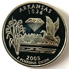 AMERICA QUARTER 1/4 DOLLAR 2003 S.PROOF,AG.900, Diamant-bijuter de stat-Arkansas