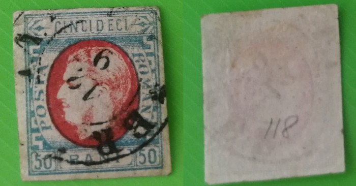 1869 Carol I cu favoriţi - Emisiunea a III-a - 50 BANI (01)