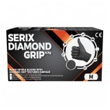Mănuși pentru mecanici Serix Diamond Grip, nitril negre, 3X, nepudrate, mărimea M, 8,5 g, 50 buc.