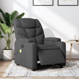 VidaXL Fotoliu electric de masaj rabatabil, gri &icirc;nchis, textil