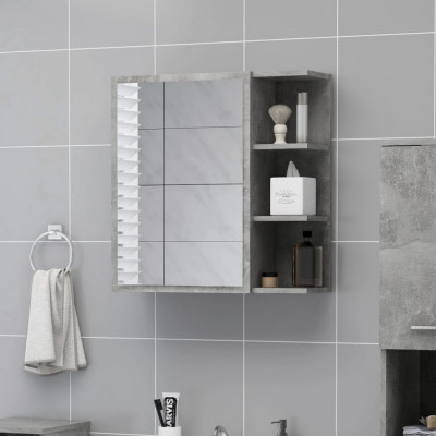 vidaXL Dulap de baie cu oglindă, gri beton, 62,5 x 20,5 x 64 cm, PAL foto