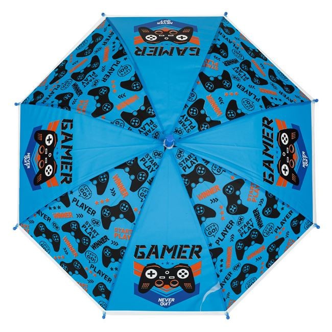 Umbrela de Ploaie Baston Automata Albastra Gamer pentru Copii 66cm Technique