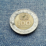 100 Escudos 1989 Portugalia Inel exterior inversat - eroare ? bimetal, Europa