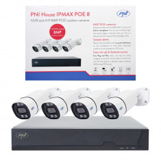 Resigilat : Kit supraveghere video PNI House IPMAX POE 8, NVR cu 4 porturi POE si foto