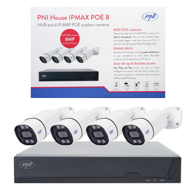 Aproape nou: Kit supraveghere video PNI House IPMAX POE 8, NVR cu 4 porturi POE si foto