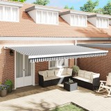 Copertina retractabila vidaXL, 5x3m, antracit/alb, textil/aluminiu, protectie UV, montare perete, terasa/gradina