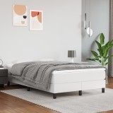 VidaXL Pat box spring cu saltea, alb, 120x200 cm, piele ecologică