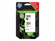 Set cartuse cerneala HP N9J72AE Bundle 301 Black and Tri-color foto