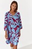 Rochie Dama Tatuum, Vascoza Ecovero, Imprimeu Multicolor, Maneci 3/4, Buzunare Laterale, Rochie de Zi, Lejera, Decolteu V