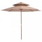 Gossi umbrela de soare dubla, stalp din lemn, 270 cm, gri taupe