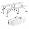 Set 2 banci pliabile 1830x307x430 mm, HDPE si Otel, pentru gradina sau catering, Alba