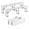 Set 2 banci pliabile 1830x307x430 mm, HDPE si Otel, pentru gradina sau catering, Alba