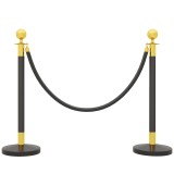 HOMCOM St&acirc;lpi de Ghidare cu Funie de Catifea de 1,5 m și Bază de Umplut, din Oțel Inoxidabil, &Oslash;32x96 cm, Negru | Aosom Romania