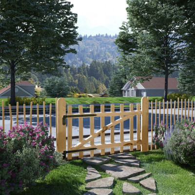 vidaXL Poartă simplă pentru gard, lemn de alun, 100 x 60 cm foto