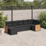 Cumpara ieftin Set canapele de grădină cu perne, 7 piese, negru, poliratan