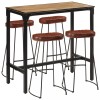 VidaXL Set de bar, 5 piese, lemn masiv de mango brut si metal