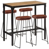 VidaXL Set de bar, 5 piese, lemn masiv de mango brut si metal