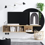Cumpara ieftin Comoda TV Pan cu rafturi, Stejar, 150 x 26 x 24 cm