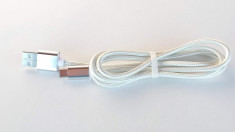 cablu incarcare rapida USB - microUSB textil 100 cm. alb foto