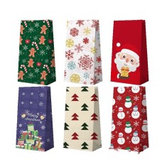 Set 12 Pungi de Cadou, Flippy, Tema Craciun, cu Motive Festive, 12 Stickere Incluse, 22 x 12 x 8 cm, din Hartie, Multicolor