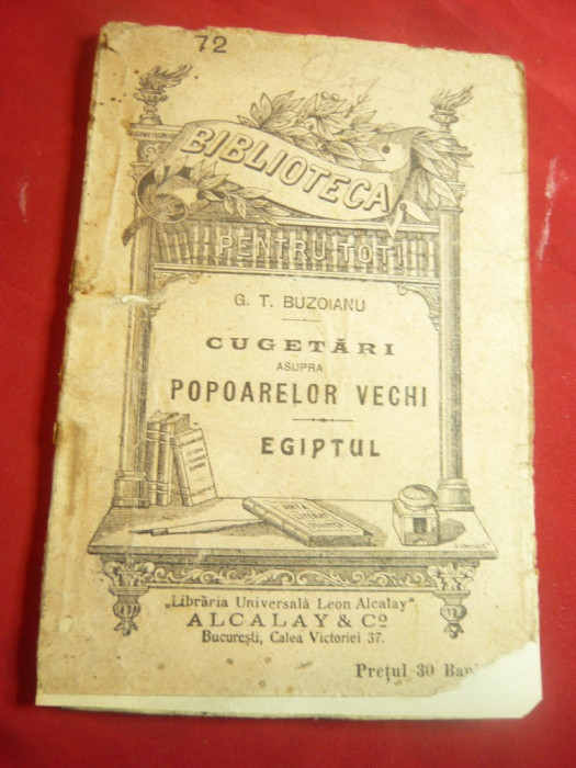 GT Buzoianu-Cugetari asupra popoarelor vechi- Egiptul- cca.1914-BPT nr.72 ,104p