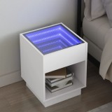 VidaXL Noptieră cu LED infinity, alb, 40x40x50 cm