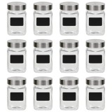 Borcane de depozitare cu eticheta, 12 buc., 300 ml