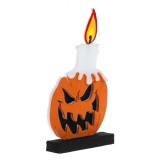 Decorațiune Masă Halloween, Model Dovleac cu Lum&acirc;nare, Material Spumă, Culoare Portocaliu și Negru, Dimensiuni 17x30cm