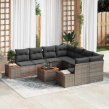 vidaXL Set de canapele pentru grădină cu pernă 9 pcs Gri Rattan poli