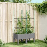 Cumpara ieftin Jardinieră de grădină cu spalier, gri deschis 80x40x142,5 cm PP