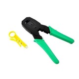 Cleste de sertizare pentru cabluri 4 6 8 P, Otel, 20 x 10,5 x 1,5 cm, Negru/Verde