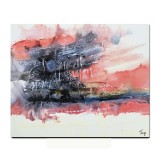 Tablou abstract pictat manual, Fantezie in abstract 10, 60x50cm ulei pe panza in relief efect 3D, gata de agatat pe perete