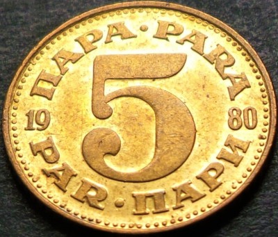 Moneda 5 PARA - RSF YUGOSLAVIA, anul 1980 * cod 4476 B foto
