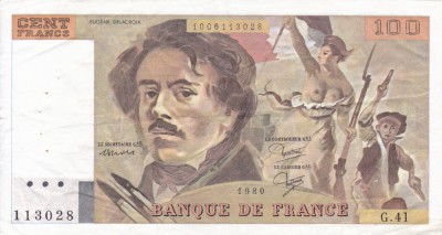FRANTA 100 francs 1980 VF!!! foto