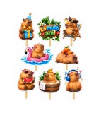 Set 8 Toppere pentru Tort Model Capibara, Animale Dragute, Decor Aniversare, 5-10 cm