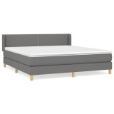 Cumpara ieftin Pat box spring cu saltea, gri inchis, 180x200 cm, textil