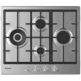 Plita incorporabila Candy CHG6DWPX, Gaz, 4 arzatoare, Gratar fonta, Arzator Wok, 60 cm, Inox