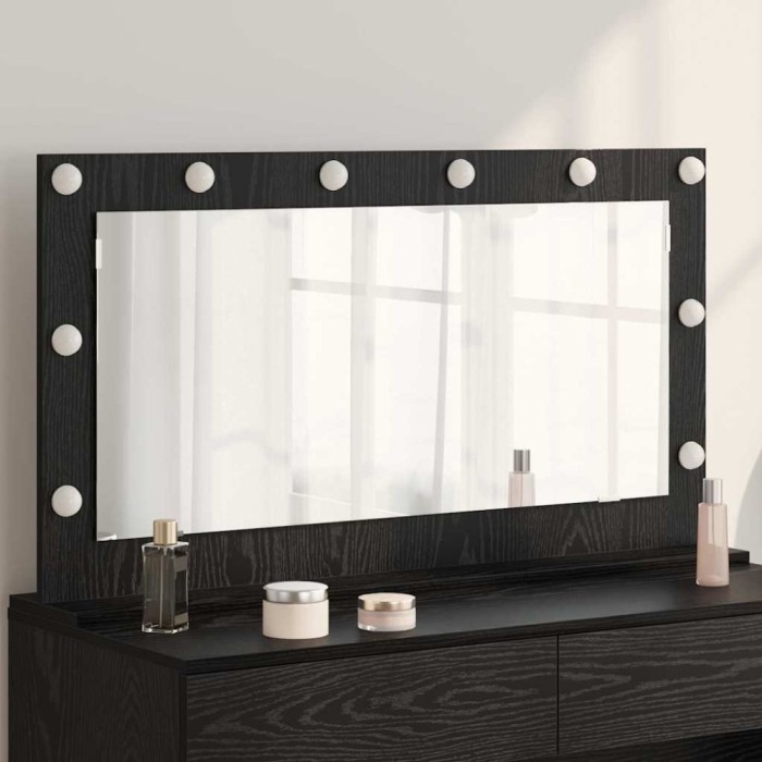 vidaXL Oglindă de toaletă cu oglindă Stejar Negru 100 x 55 x 18 cm 868302