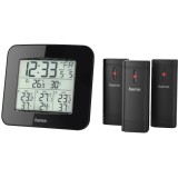 Statie meteo EWS-Trio, Termometru, Higrometru, Functie calendar, Alarma, Ceas DCF, Negru, Hama