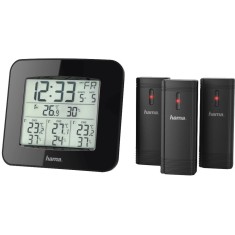 Statie meteo EWS-Trio, Termometru, Higrometru, Functie calendar, Alarma, Ceas DCF, Negru