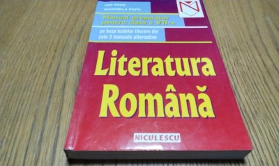 LITERATURA ROMANA - Manual Preparator Cl. a VII -a - Ion Popa - 1999, 336 p. foto