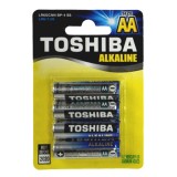Set 4 baterii alcaline Toshiba, R6, Blu Line, AA
