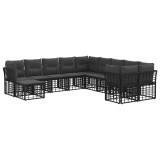 vidaXL Set de canapele de exterior cu pernă 11 pcs Negru și Gri &icirc;nchis 3437625
