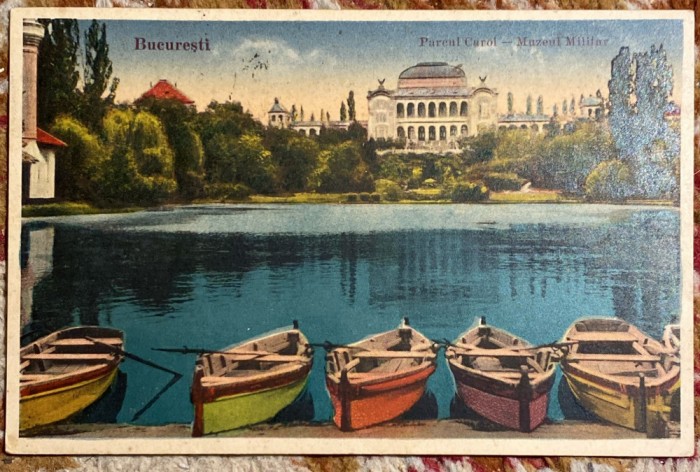 PARCUL CAROL-MUZEUL MILITAR BUCURESTI 1934/ C.P.ILUSTRATA CIRCULATA