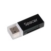 CARD READER extern SPACER, interfata USB 2.0, citeste/scrie: SD, microSD, MS, M2; aluminiu, black, &quot;SPCR-658&quot; (timbru verde 0.03 lei)