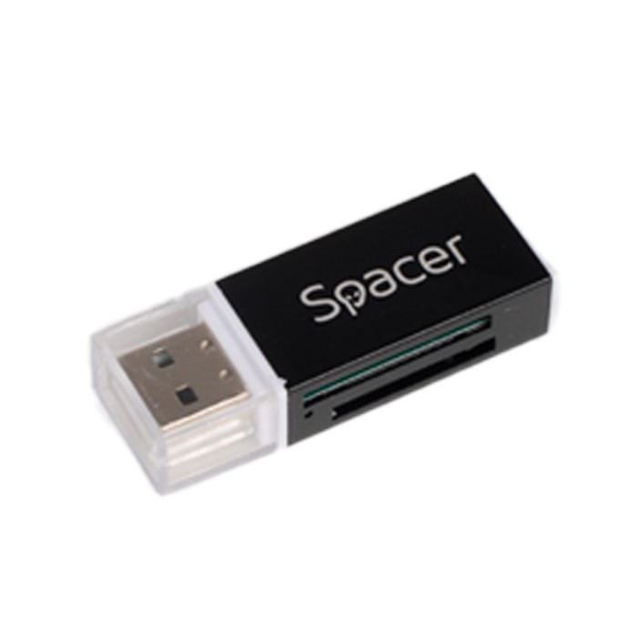 CARD READER extern SPACER, interfata USB 2.0, citeste/scrie: SD, microSD, MS, M2; aluminiu, black, &quot;SPCR-658&quot; (timbru verde 0.03 lei)